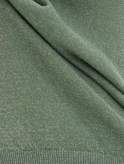 Top droit manches courtes en maille irisée - Kaki - 3