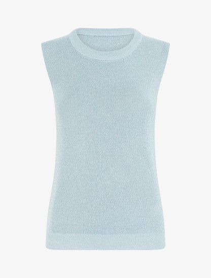 Top sans manches à maille fine irisée - Bleu ciel - 1