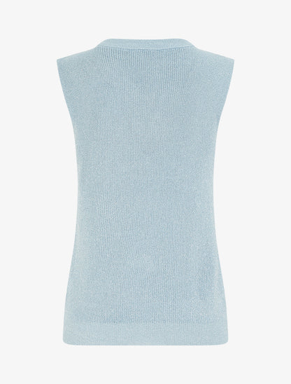 Top sans manches à maille fine irisée - Bleu ciel - 2