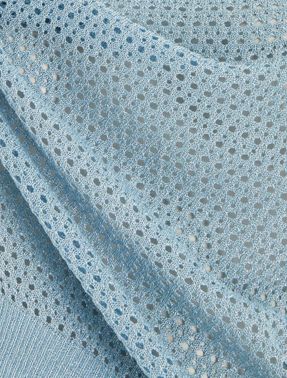 Top en maille fine ajouré et irisé - Bleu ciel - 3