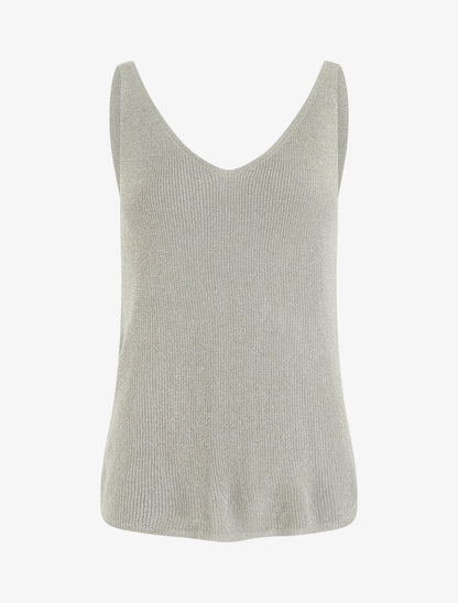 Débardeur en fine maille à détail irisé - Gris - 1