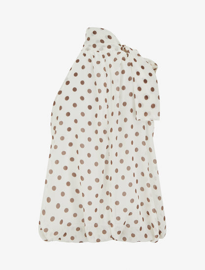 Mouwloze top met stippenprint - Ecru