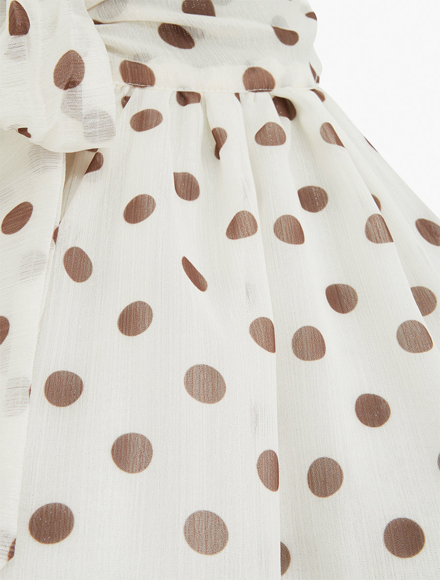 Mouwloze top met stippenprint - Ecru