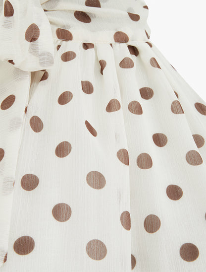 Mouwloze top met stippenprint - Ecru
