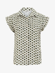 Top imprimé à pois boutonné - Kaki - 1