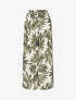 Pantalon imprimé feuillage et à taille haute élastiquée - Kaki - 1