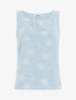 Top en lin à broderie floral - Bleu ciel - 1