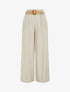 Pantalon fluide uni à taille élastiquée - Taupe - 1