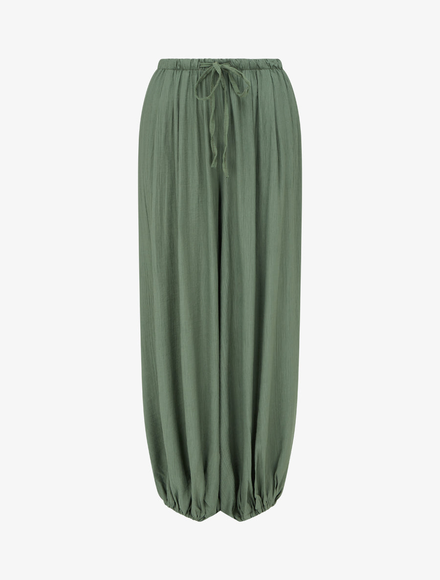 Pantalon style sarouel à bouts élastiqués - Kaki - 1