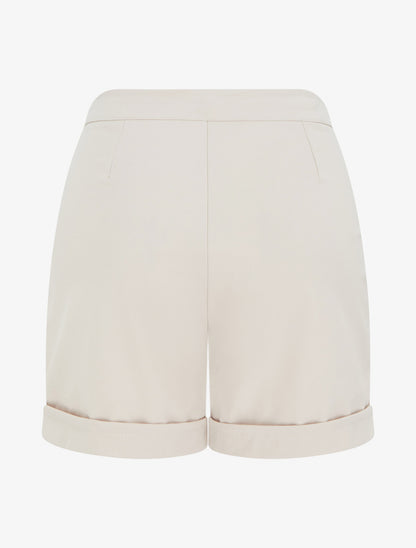 Short uni taille haute - Beige - 2