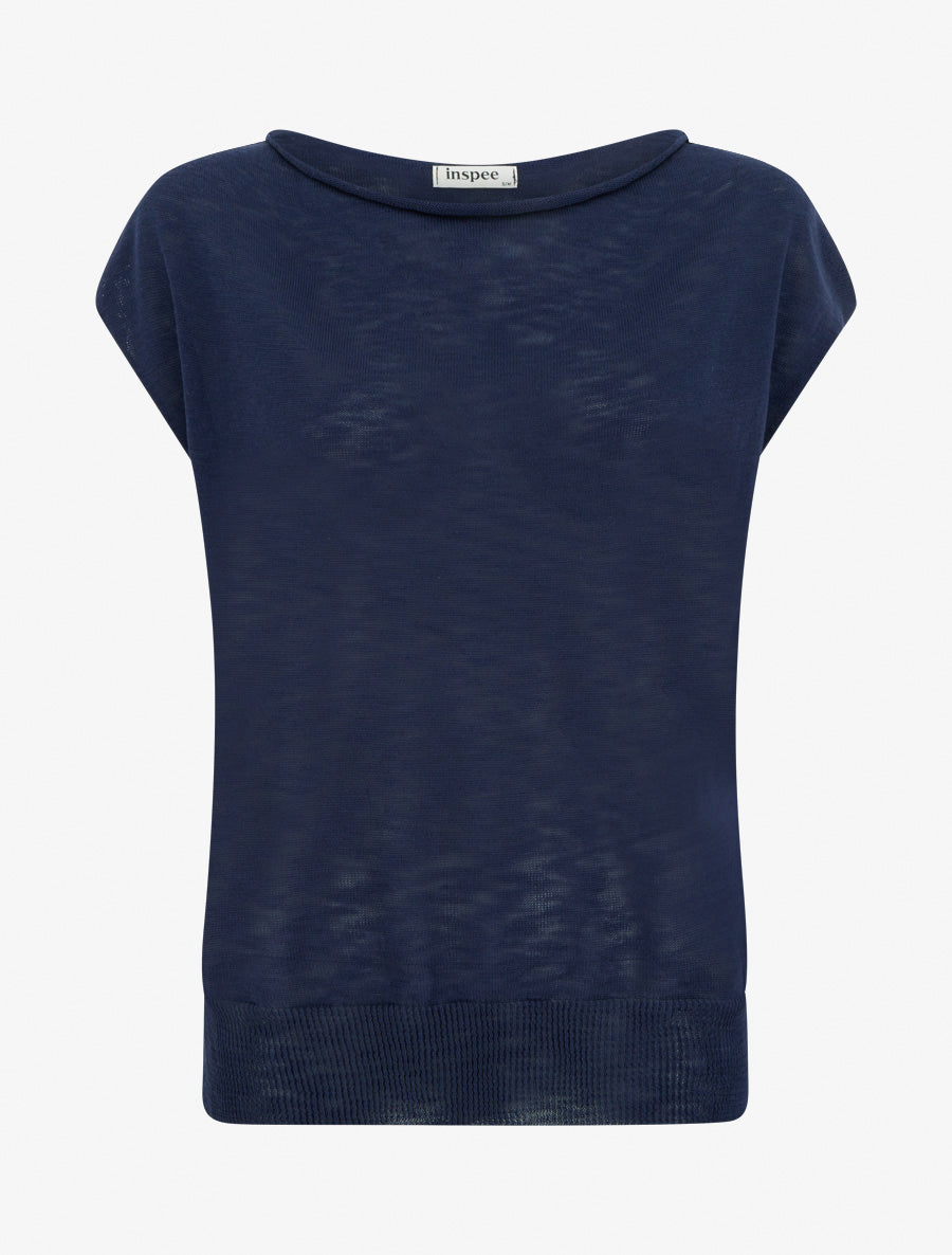 Top fin en maille - Marine - 1