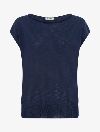 Top fin en maille - Marine - 1