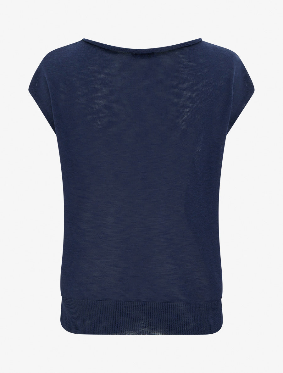 Top fin en maille - Marine - 2