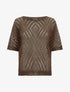 Top uni ajouré en maille - Marron - 1