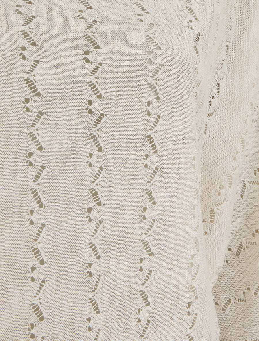 Top uni en maille ajourée à manches 3/4 - Blanc - 3