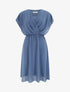Robe évasée à manches courtes et col cache-coeur - Bleu - 1