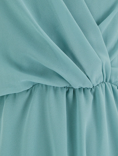Robe évasée à manches courtes et col cache-coeur - Vert d&