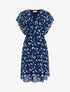 Robe imprimé pois à col cache-coeur - Marine - 1