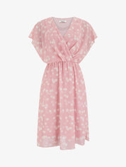 Robe imprimé pois à col cache-coeur - Vieux rose - 1