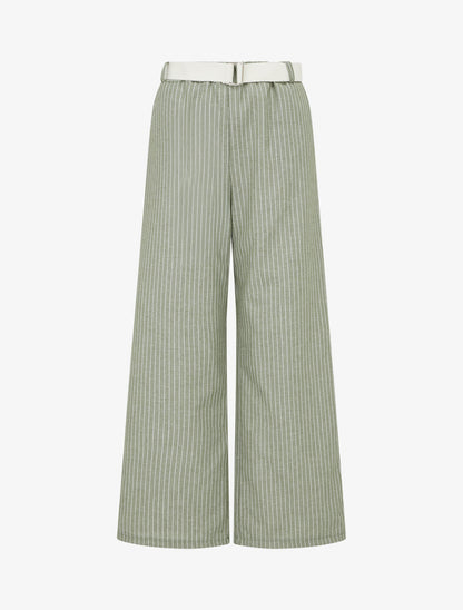 Pantalon ample à rayures - Kaki - 1
