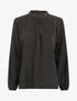 Blouse satinée à poignets élastiqués - Marron - 1