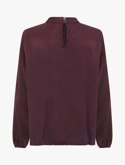 Blouse satinée à poignets élastiqués - Prune - 2