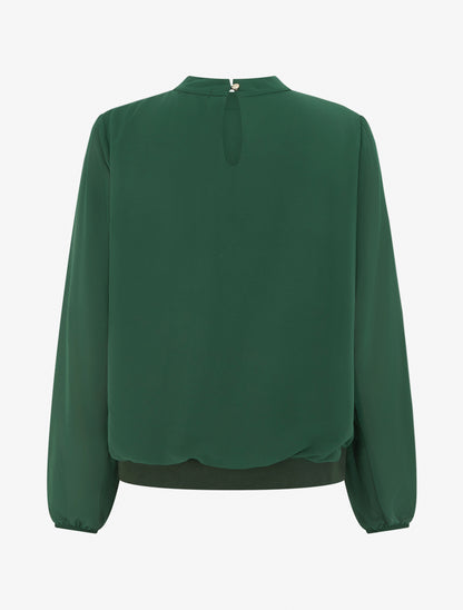 Blouse unie à poignets élastiqués - Vert sapin - 2