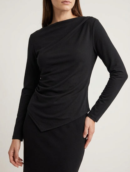 Asymmetrische top met lange mouwen - Zwart