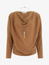 Pull fin à manches chauve-souris et col bénitier - Camel - 1