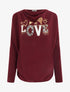 Pull à col bénitier et inscription LOVE - Bordeaux - 1