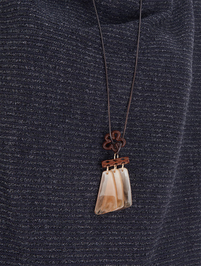 Pull à col bénitier en maille motif rayé - Marine - 3