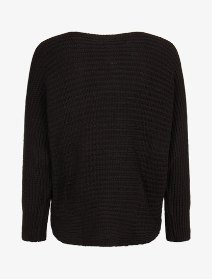 Pull dolman en grosse maille côtelée - Noir - 2