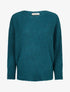 Pull dolman en grosse maille côtelée - Bleu lagon - 1