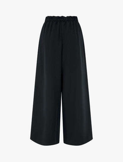 Pantalon uni à taille élastiquée - Noir - 2