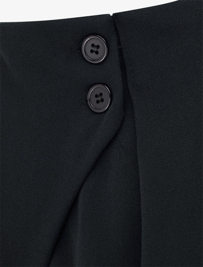 Pantalon uni à taille élastiquée - Noir - 3