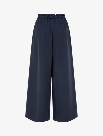 Pantalon uni à taille élastiquée - Marine - 2
