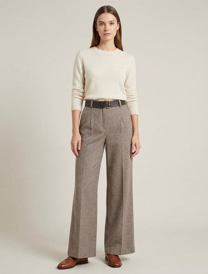 Wijde broek van vilt met hoge taille - Mol