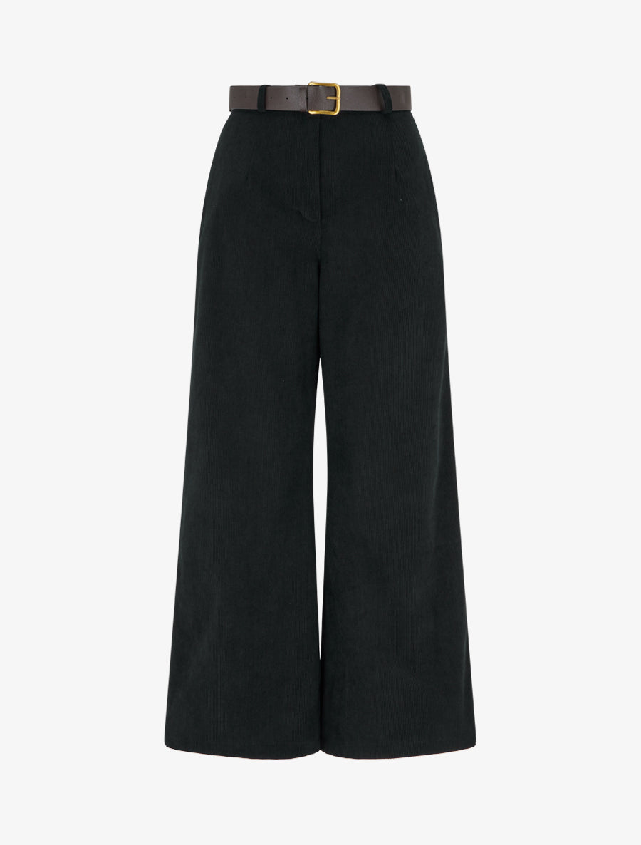Pantalon uni côtelé - Noir - 1