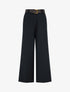 Pantalon ample uni à taille haute élastiquée - Noir - 1