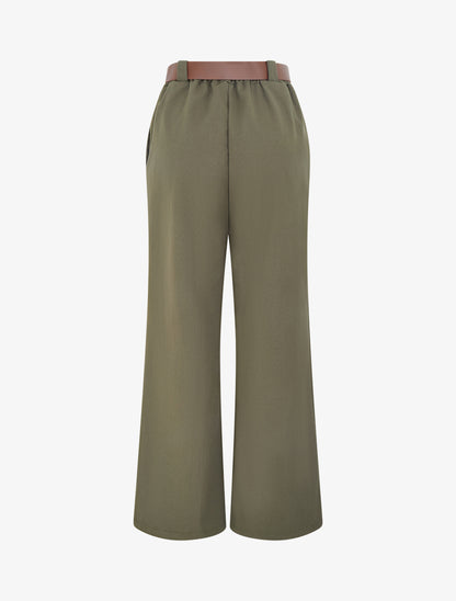 Pantalon élastiqué coupe ample - Kaki - 2