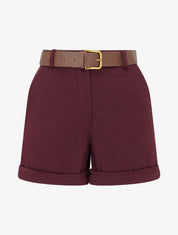 Short en feutrine à ceinture - Lie de vin - 1