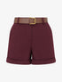 Short en feutrine à ceinture - Lie de vin - 1