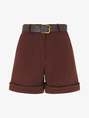 Short droit en velours côtelé taille haute - Bordeaux foncé - 1