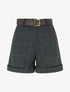 Short droit à carreaux taille haute - Gris foncé - 1