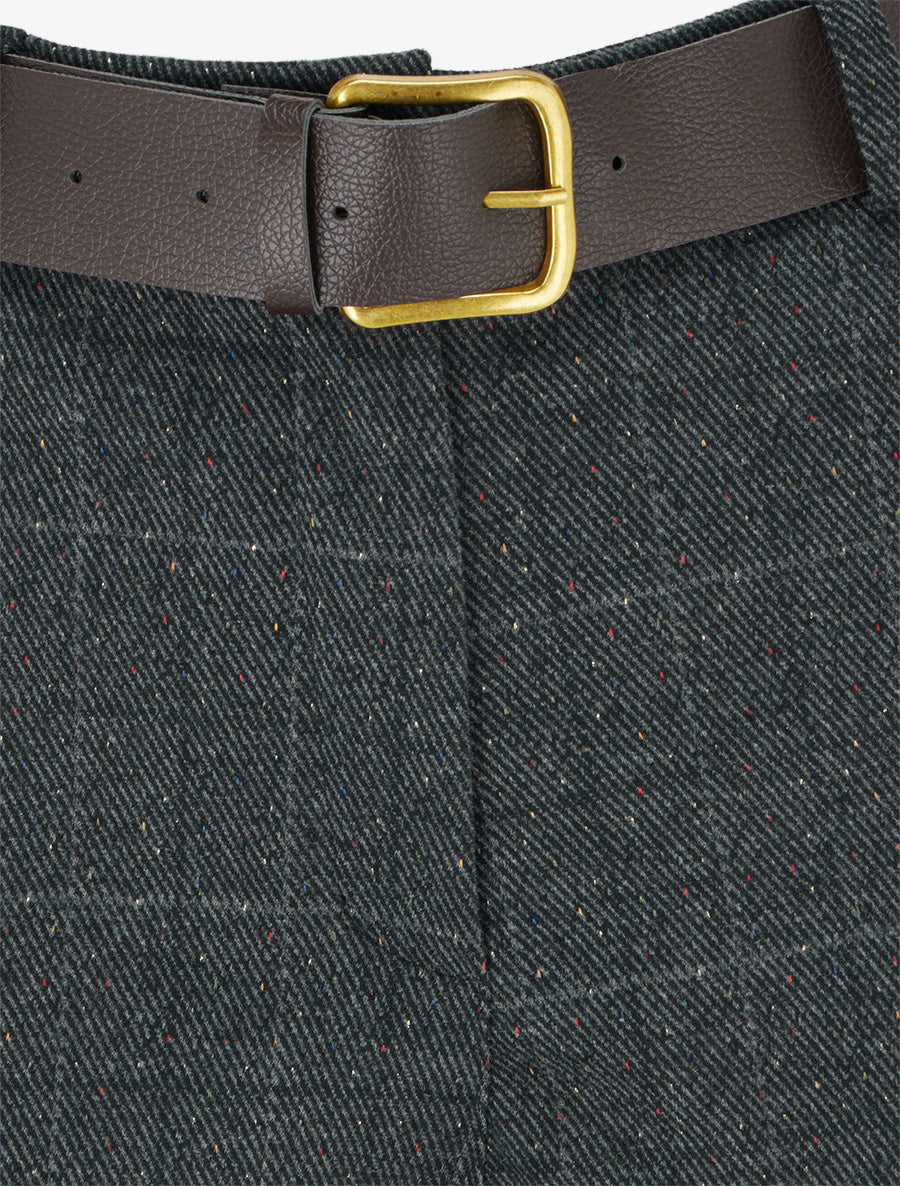 Short droit à carreaux taille haute - Gris foncé - 3