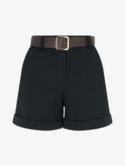 Short à revers ceinturé - Noir - 1