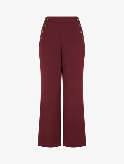 Pantalon uni à fermeture sur les côtés - Bordeaux - 1
