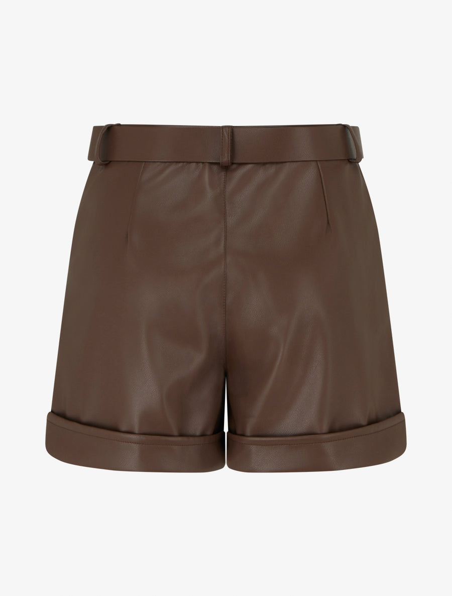 Short en simili à revers - Marron - 2