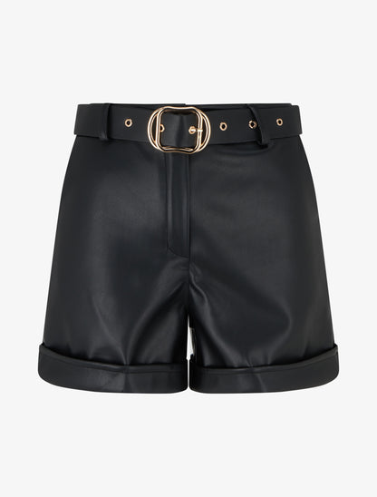 Short en simili à revers - Noir - 1
