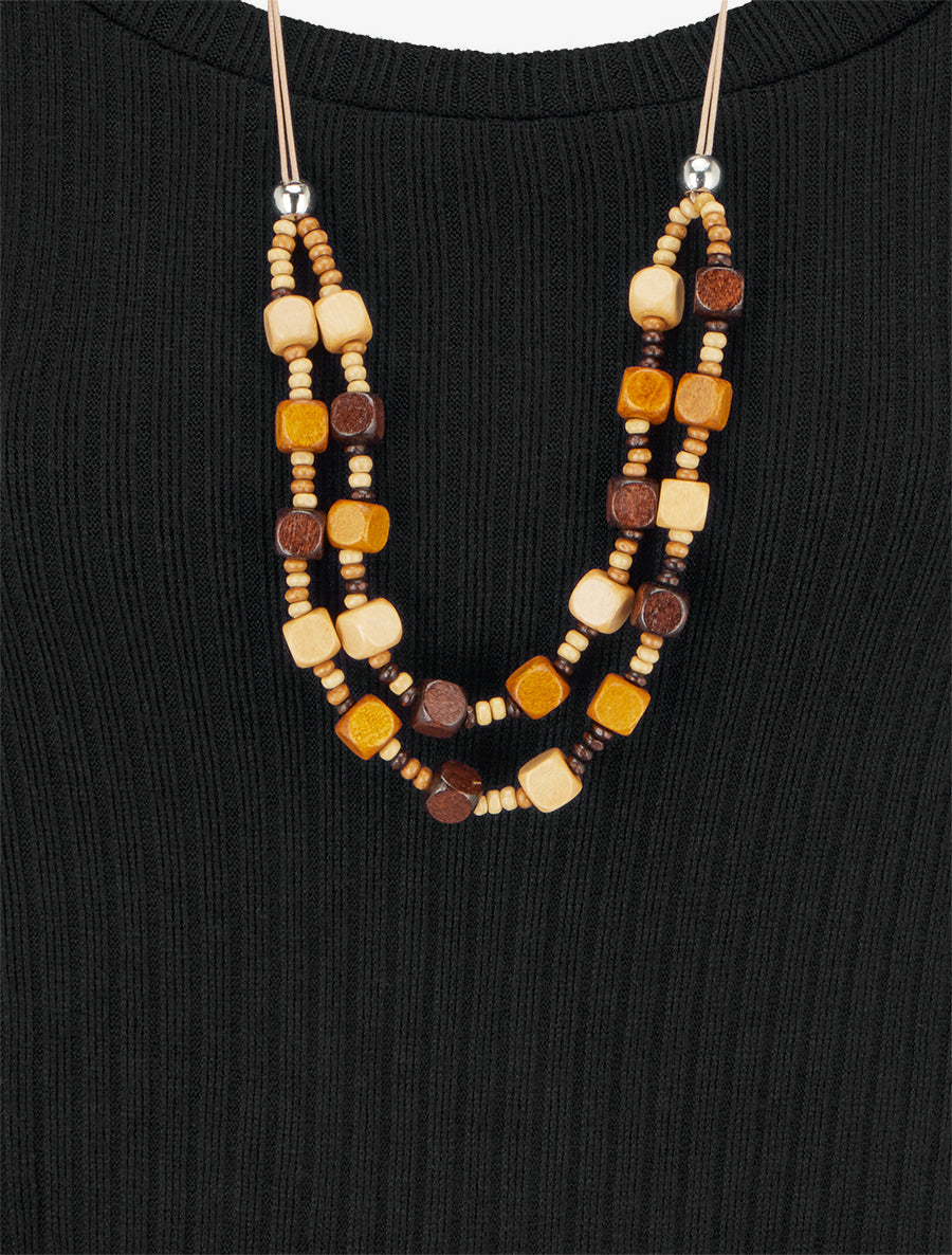 Pull côtelé coupe évasée à col rond - Noir - 3
